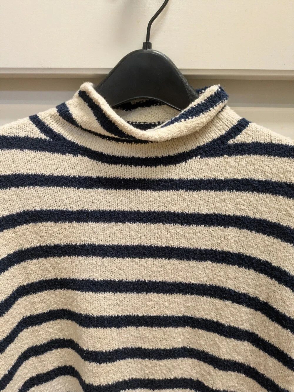 J. Crew  Cream and Navy Striped Roll Neck Sweater, XXS